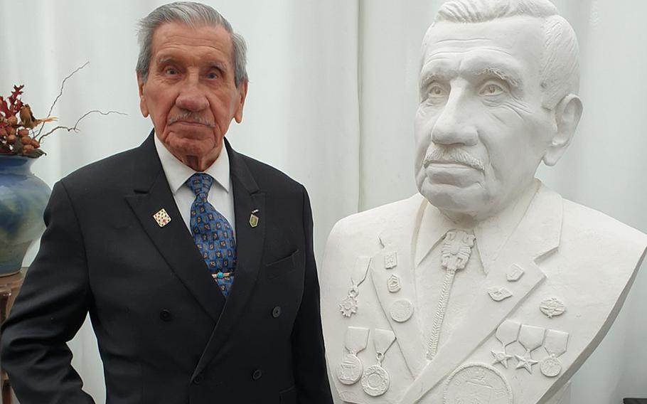 A fundraising effort has been launched to sculpt a bronze bust of D-Day veteran Charles Shay. The sculpture would be placed at an existing memorial to Native Americans later this year at Omaha Beach.