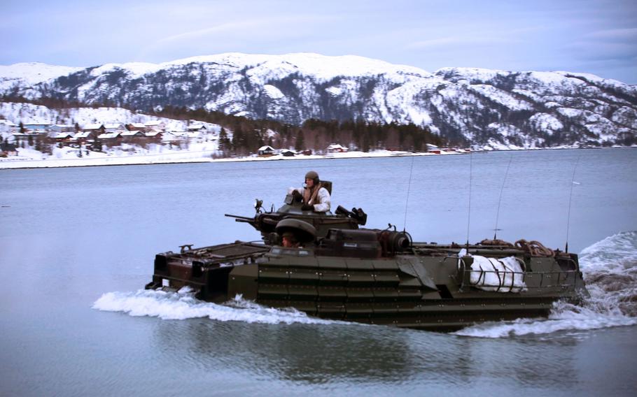 Marines with 2nd Assault Amphibian Battalion storm a fjord in Namsos, Norway, in March 2016, during Exercise Cold Response16. About 7,500 American troops will take part in Cold Response this year, about 3,000 less than originally planned.