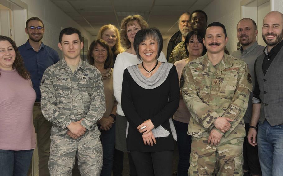 Members of the 700th Contracting Squadron pose for a picture at Kapaun Air Station, Germany, Jan. 15, 2020. The squadron worked on a $425 million contract that was awarded to six companies from the U.S. and Germany to expand American air bases at Spangdahlem and in the Kaiserslautern area.