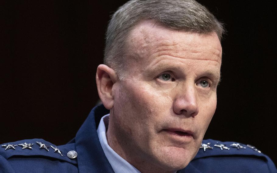EUCOM Commander and NATO Supreme Allied Commander Europe Gen. Tod D. Wolters testifies at a Senate Armed Services Committee hearing on Capitol Hill, Feb. 25, 2020.
Joe Gromelski/Stars and Stripes