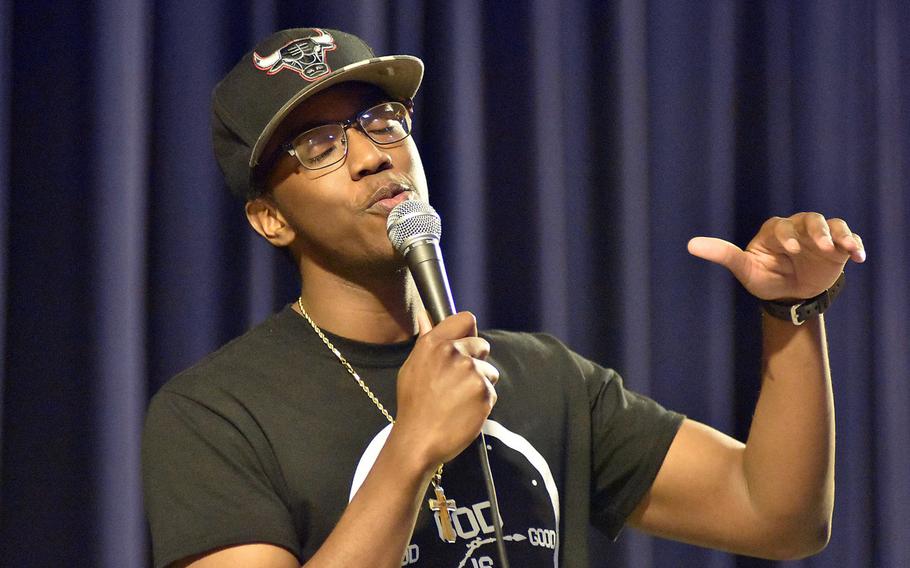 Trey McClain performs a song during the opening night of the Aviano Idol competition on Monday, May 11, 2020. Performances by 10 contestants will be shown on the 31st Force Support Squadron Facebook page on Fridays in May.