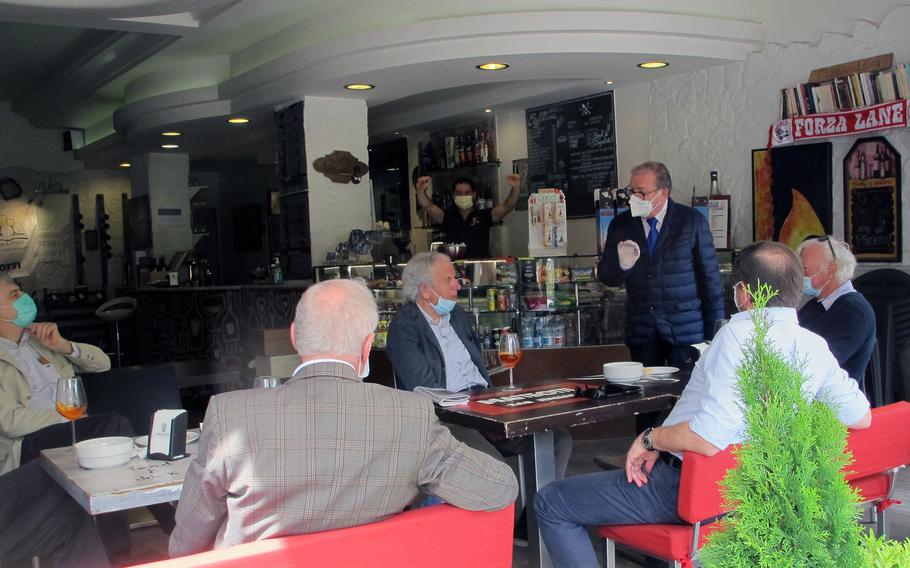 Italians in Vicenza celebrated the end of coronavirus-related restrictions on cafes and visiting with friends on May 18, 2020. U.S. Army Garrison Italy continues to maintain more stringent restrictions on troops.