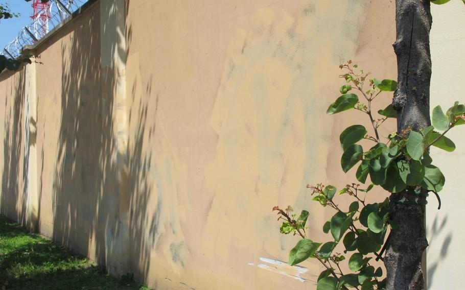 People protesting U.S. police brutality and racism on Monday spray-painted "No Peace, No Justice," and "We Can't Breathe" on the outer walls of Caserma Ederle in Vicenza, Italy. By Tuesday morning, workers at the base, headquarters for U.S. Army Garrison Italy, had it scrubbed off and painted over.