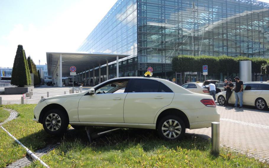 A 19-year-old U.S. Army soldier tried to steal a taxi at the Munich airport and then crashed it, Aug. 5, 2020, German police said.