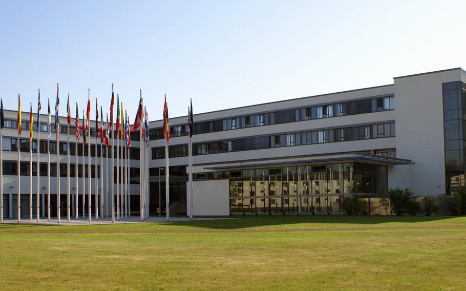 The headquarters building of NATO's Allied Air Command at Ramstein Air Base, Germany. NATO  is expected to approve plans this week for a new space center at Ramstein, which will serve as a hub against threats to military satellites.