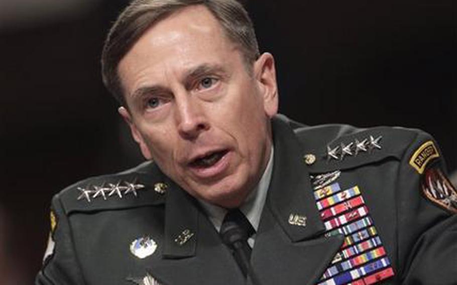 Gen. David Petraeus, commander of U.S. and NATO forces in Afghanistan, testifies on Capitol Hill in Washington, Tuesday, March 15, 2011, before the Senate Armed Services Committee on the situation in Afghanistan.