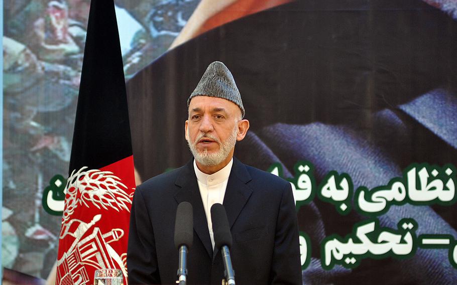 Afghan President Hamid Karzai announces Tuesday, June 18, 2013, that Afghan forces will assume, in the coming months, the lead for security across Afghanistan.