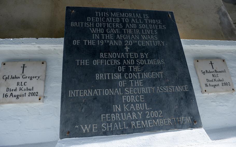 A memorial plaque on display in the British cemetery in Kabul. The Anglo-Afghan wars provided many warnings about the challenges of fighting a stubborn insurgency against experienced fighters armed with cheap but effective weapons like the jezail musket.

