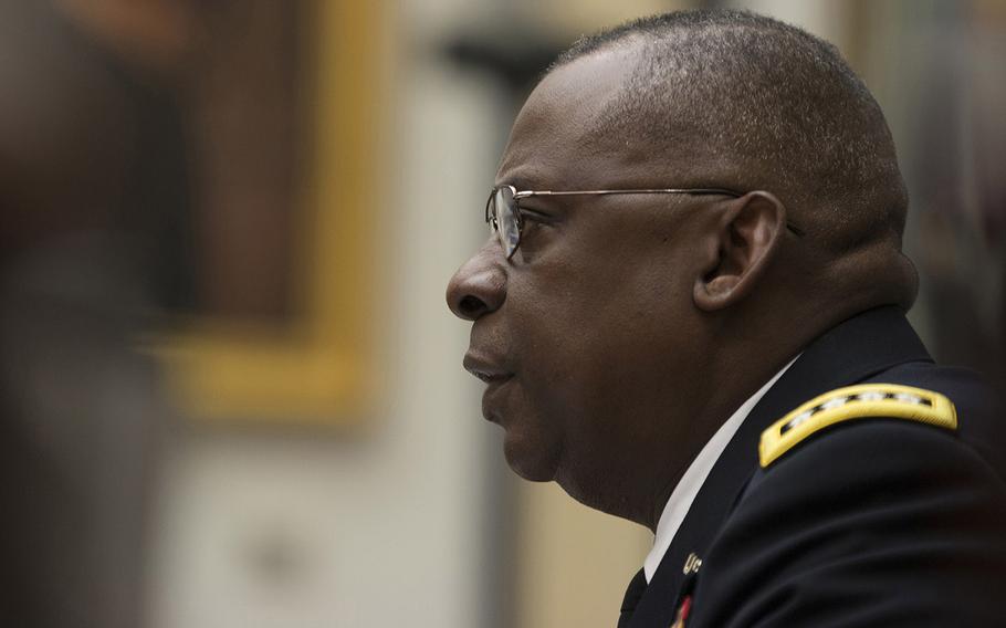 Gen. Lloyd Austin testifies in front of the House Armed Services Committee on Capitol Hill,  March 3, 2015. 