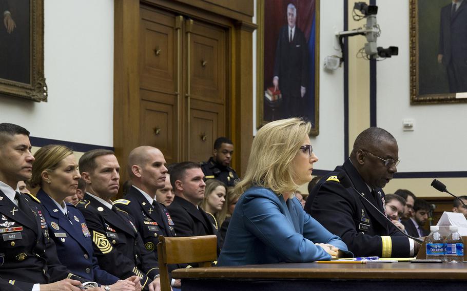 Undersecretary of Defense for Policy Christine Wormuth and CENTCOM Commander Gen. Lloyd Austin testify at a House Armed Services Committee hearing on Capitol Hill, March 3, 2015.