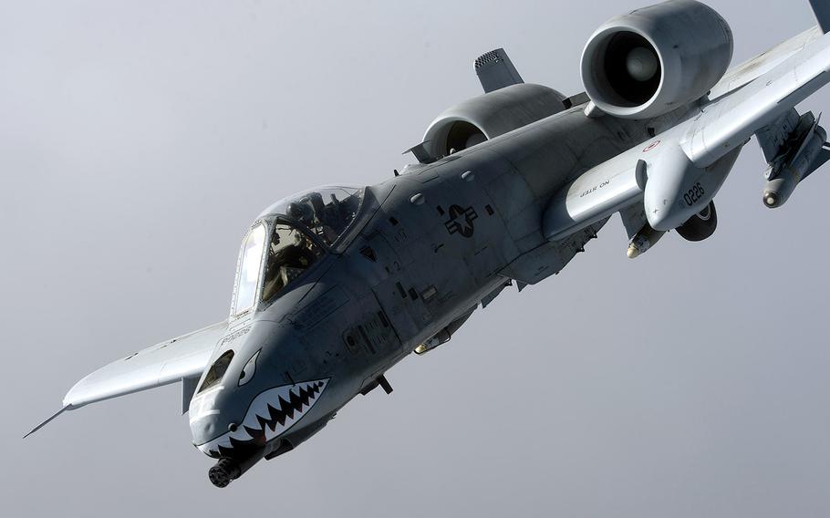 In a January 2014 file photo, a U.S. Air Force A-10 Thunderbolt II flies a combat sortie over northeast Afghanistan.