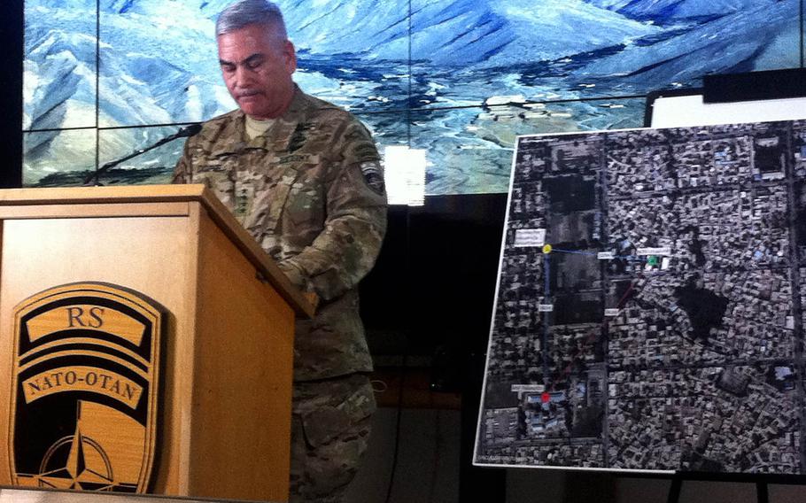 Gen. John Campbell, commander of U.S. Forces-Afghanistan, told reporters in Kabul on Wednesday, Nov. 25, 2015, that an Oct. 3 airstrike on a Doctors Without Borders hospital in the northern Afghan city of Kunduz was the result of ''avoidable human error.''