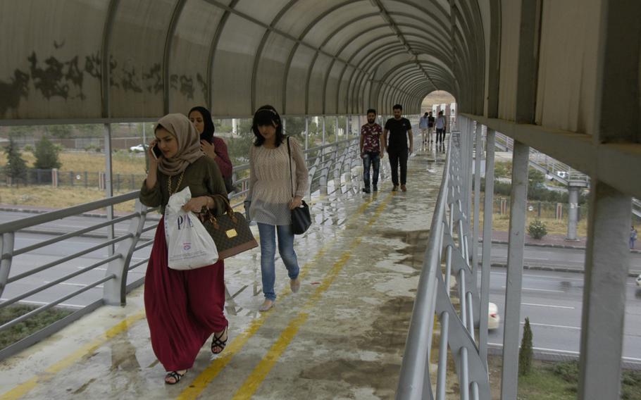 University of Sulaimani students head home after class in Sulaymaniyah, Iraq, in October, 2015.