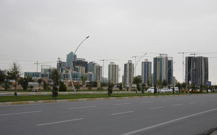Construction appeared to have stalled in late October 2015 at Empire World, a sprawling high-rise development in Irbil, Iraq. 