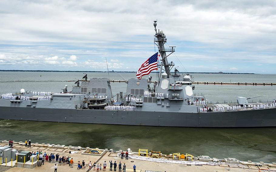 A June, 2016 file photo of the USS Nitze at Naval Station Norfolk, Va.