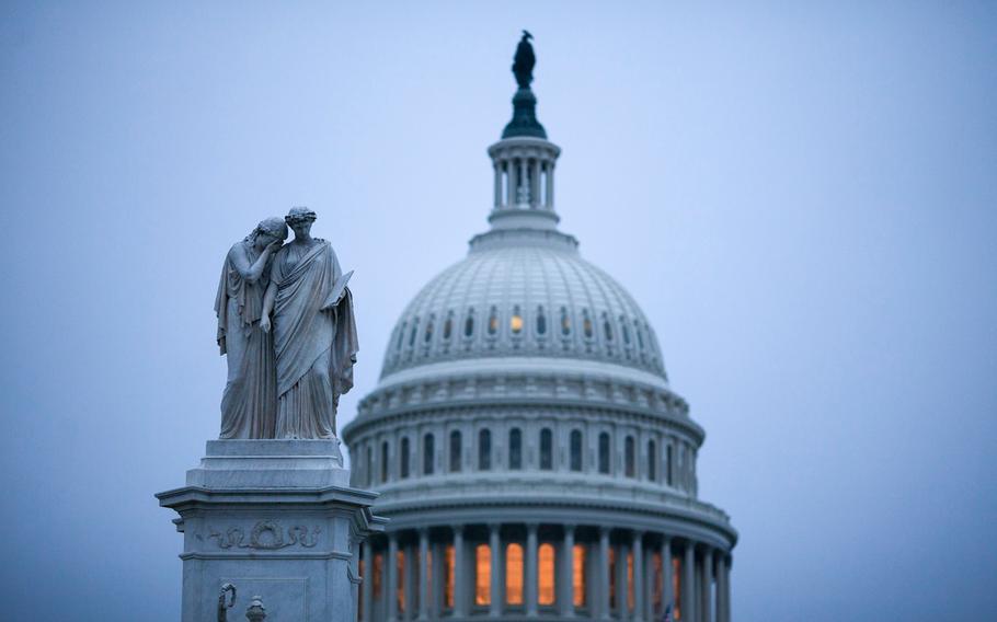 The Capitol in Washington is seen Thursday, April 6, 2017. Members of Congress in both parties on Friday largely supported the U.S. airstrikes targeting Syria in the wake of a nerve gas attack by the Syrian government on its own people.