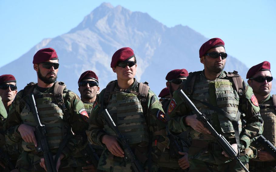 More than 1,000 Afghans graduate from commando training in Kabul on Dec. 6, 2017, part of a U.S.-backed drive to break a stalemate with insurgents, who are said to control more territory than at any other time since 2001.