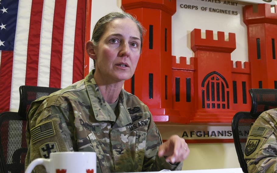 Col. Kimberly M. Colloton, commander of the U.S. Army Corps of Engineers Transatlantic Afghanistan District, is pictured here on Tuesday, Dec. 19, 2017, at Bagram Air Field.

