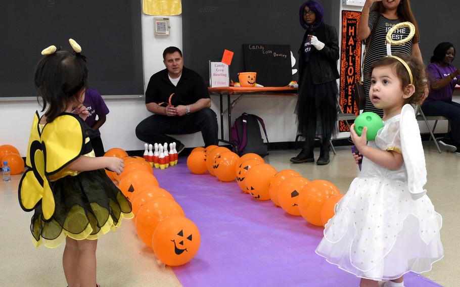 Children in costumes play games at the Bahrain School’s Spooktakular event on Thursday, Oct. 25, 2018.