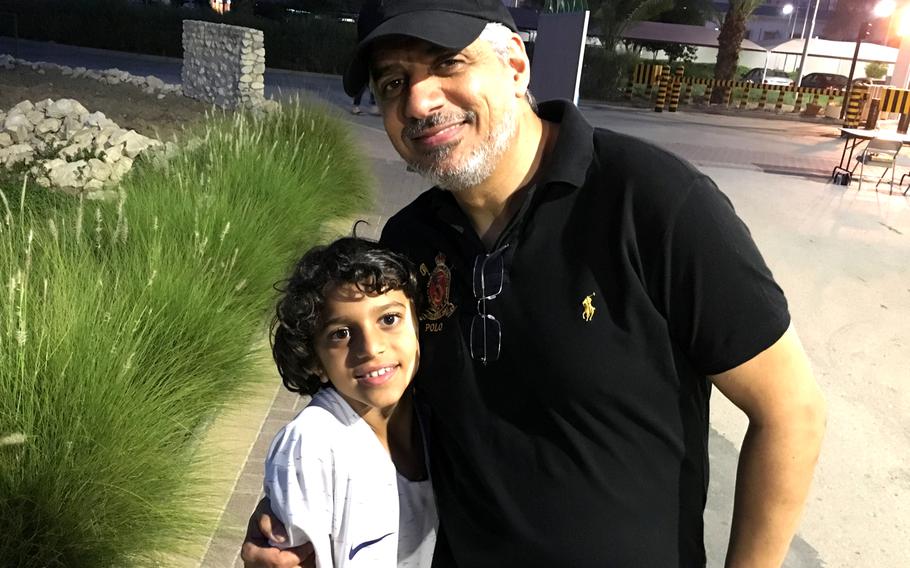 Hamad Rasool, 9, and his father, Ghassan Rasool, pose for a photo at the Bahrain School’s Spooktakular event on Thursday, Oct. 25, 2018.
