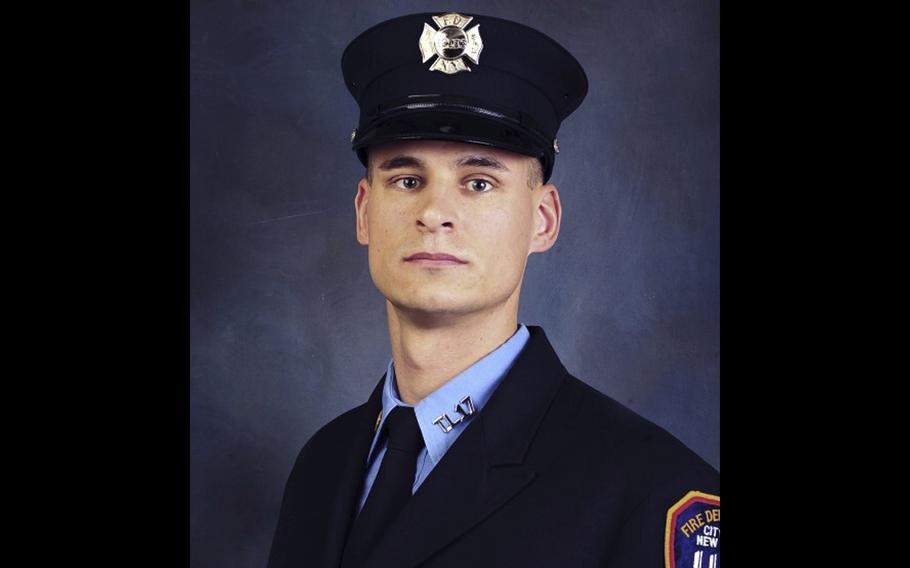 Fire Department of New York firefighter Christopher Slutman. “Firefighter Slutman bravely wore two uniforms and committed his life to public service both as a New York City Firefighter and as a member of the United States Marine Corps,” said New York Fire Commissioner Daniel A. Nigro. Slutman was among three Marines killed by a roadside bomb in Afghanistan on Monday, April 8, 2019. 