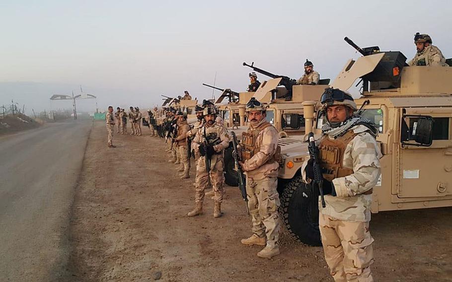 Iraqi security forces in Anbar province are pictured here at an undisclosed location on the morning of Sunday, Dec. 29, 2019, preparing for the eighth phase of the government's Will of Victory campaign. Troops in Anbar province were tasked with clearing operations in the western deserts of the Jazira region, as part of operations conducted throughout Anbar, Ninevah, Salahuddin, Kirkuk and Diyala provinces.