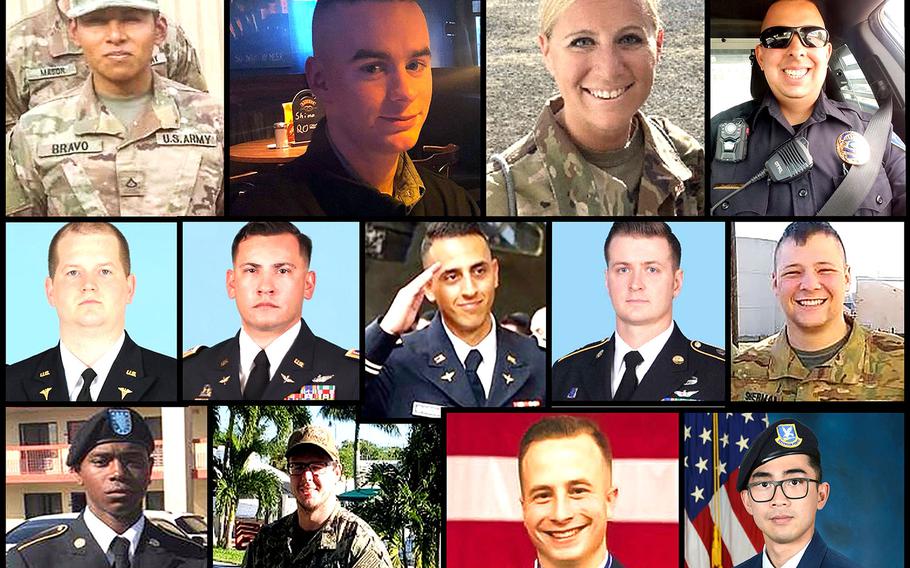 Twelve service members died while serving overseas in designated combat zones in 2020, and one was killed in an attack by militants on a base in Kenya. 