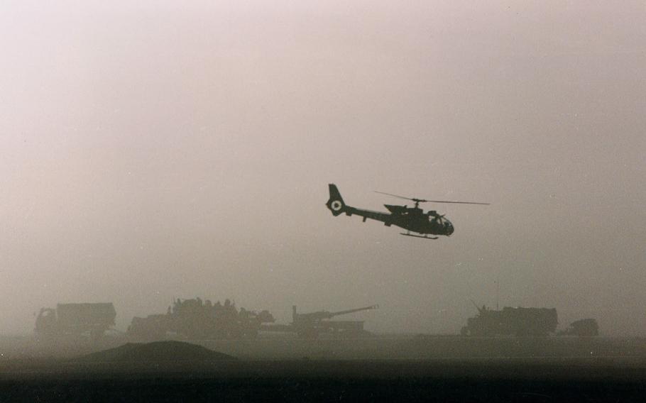 A dawn attack on Main Supply Route Texas during Operation Desert Storm in 1991.

