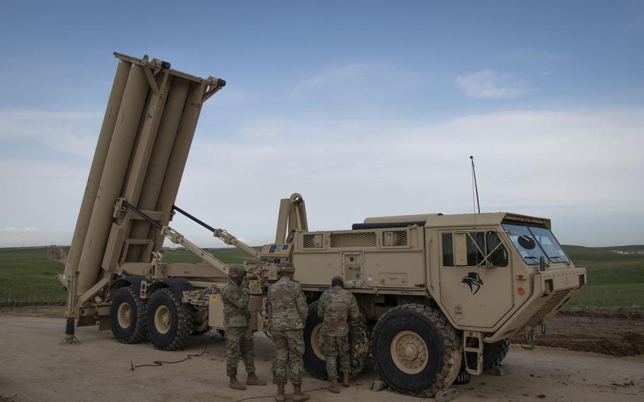 U.S. Army soldiers from the 11th Air Defense Artillery Brigade perform equipment checks on a Terminal High Altitude Area Defense launching station in Israel, March 4, 2019. Israel now falls under the responsibility of  U.S. Central Command, taking over a job that for decades was the task of U.S. European Command, The Wall Street Journal reported Jan. 15, 2021.

