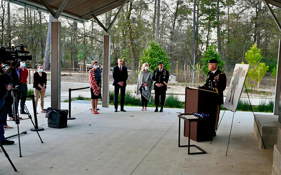 Staff Sgt. James F. Moriarty posthumously received the Silver Star Medal at a ceremony in Houston, Texas, Jan. 27, 2021, for his actions during an attack in Jordan in November 2016, in which he was killed.

