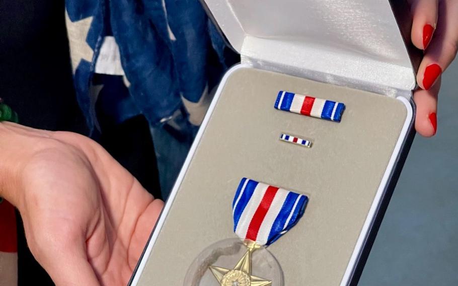 Staff Sgt. James F. Moriarty posthumously received the Silver Star Medal, Jan. 27, 2021, for his actions during an attack in Jordan in November 2016, in which he was killed.

