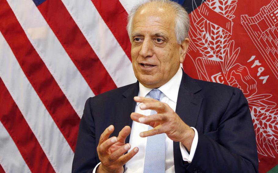 U.S. special envoy Zalmay Khalilzad speaks during a roundtable discussion with Afghan media in Kabul, Afghanistan, in January. U.S. diplomats, led by Khalilzad, will begin the seventh round of their negotiations this week with Taliban officials aimed at ending America’s longest war. 