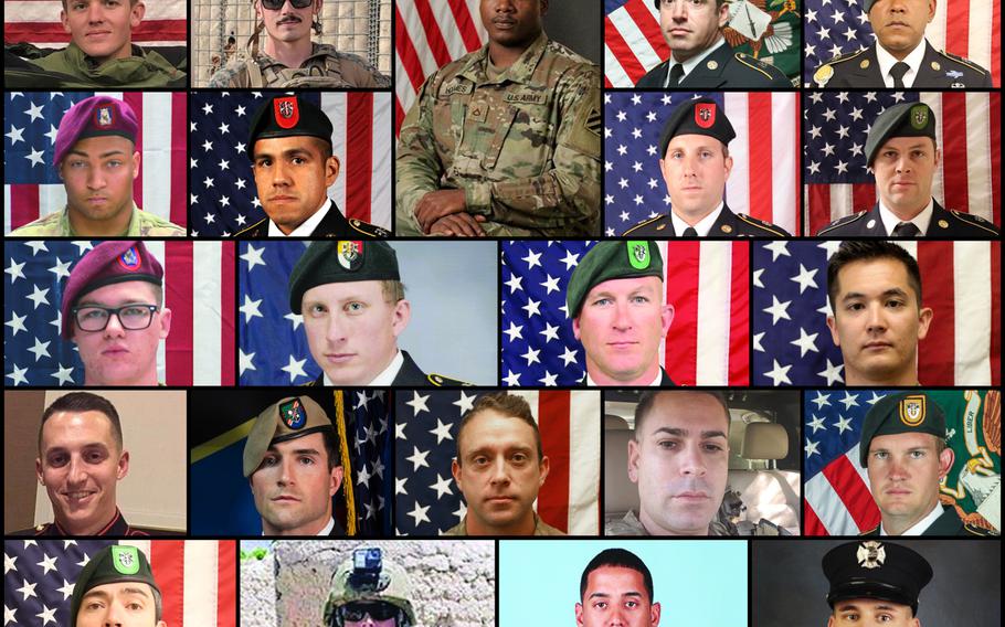 Twenty-two U.S. servicemembers were killed in Afghanistan in 2019.