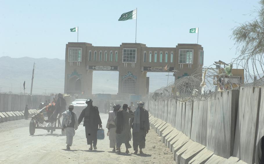 The Friendship Gate at the Afghan town of Wesh marks the border with Pakistan.