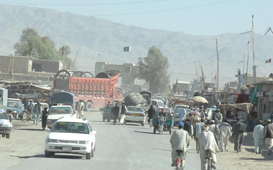 The Friendship Gate at the Afghan town of Wesh marks the border with Pakistan.