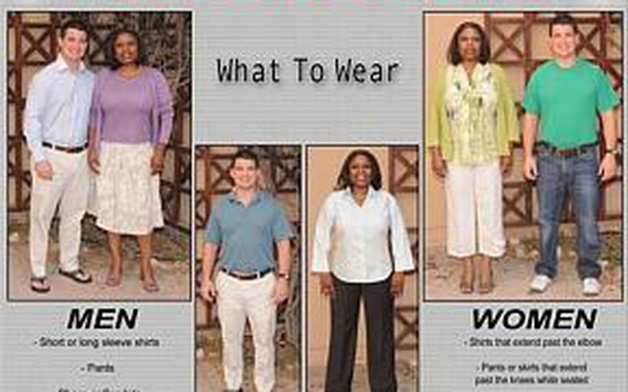 This attire guidance for U.S. personnel in Bahrain during the Muslim holy month of Ramadan was posted to the Navy's 5th Fleet Facebook page recently. During Ramadan, Muslims fast from sunup to sundown. U.S. community members in Bahrain need to observe stricter dress codes during Ramadan, as well as refrain from eating and drinking in public, according to 5th Fleet.