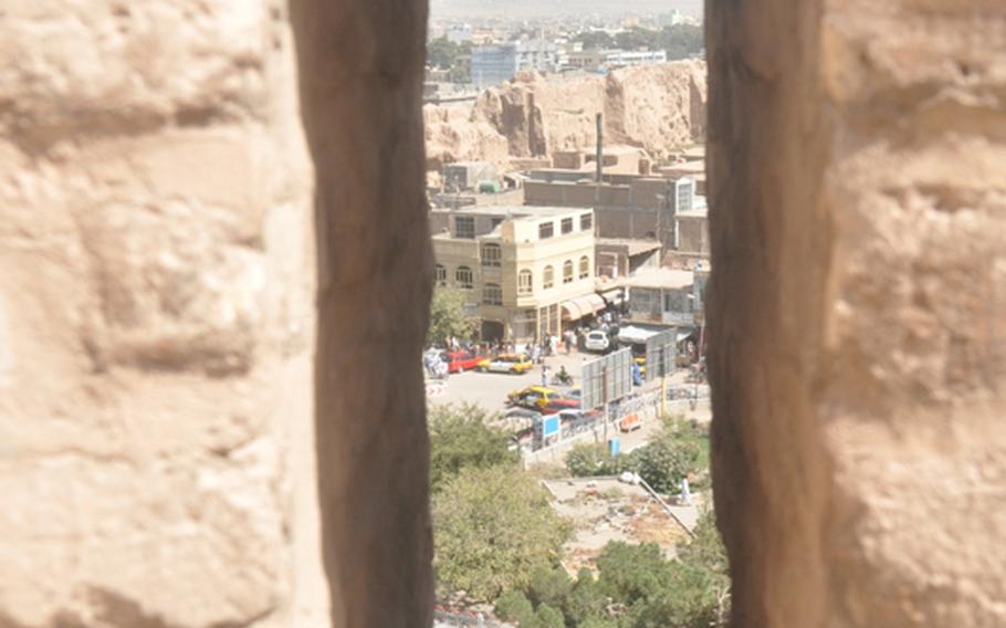 A small slit in a battlement of the Citadel of Herat offers a view of a massive mud wall built around 330 B.C. by minions of Alexander the Great to protect the city from invading armies.