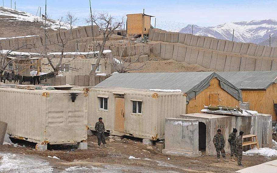 Soldiers with the Afghan National Army are shown at a joint security station that they occupy with U.S. troops near the village of Nerkh in Wardak province, 40 miles southwest of Kabul.