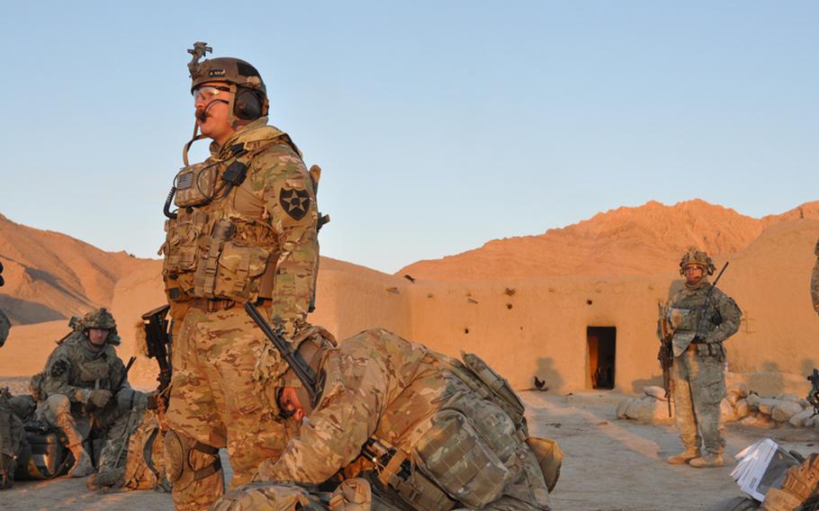 Staff Sgt. Andy Carpenter, an Air Force joint terminal attack controller, on a recent air assault mission in Ghorak district, Kandahar province. JTACs, who embed with infantry units, have played a critical role in Iraq and Afghanistan, coordinating close air support for ground troops.