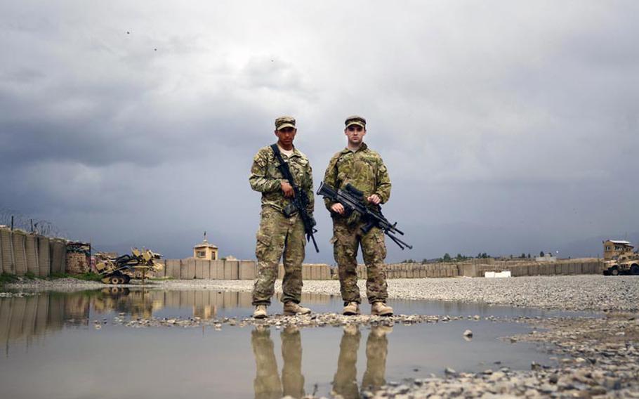 Staff Sgt. Damian Remijio, left, and Pfc. Zachary Fitch, with Company D, 1st Battalion, 501st Infantry Regiment, were wounded during an April 12, 2012, ambush  in a village in eastern Khost province.