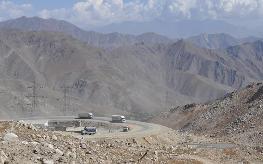 Trucks make their way up the winding road from Kabul to the Salang Tunnel, a Soviet-era project located 11,000 feet up in the Hindu Kush Mountains that has fallen into disrepair in recent years. The U.S. Army Corps of Engineers recently awarded a $12.8 million contract to improve the 1.6-mile tunnel, which has been the scene of many deadly accidents.