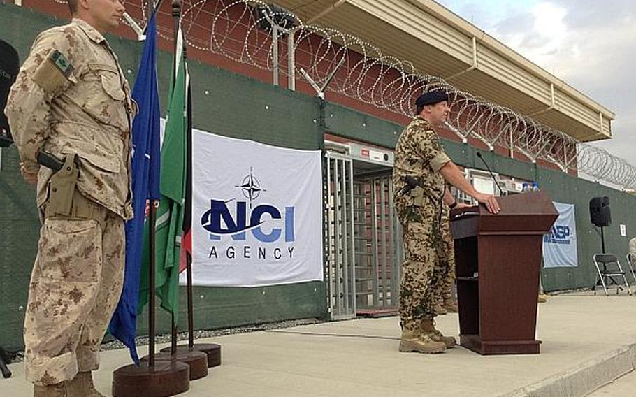 ISAF Joint Command deputy commander Maj. Gen. Dieter Warnecke gave opening remarks at a ribbon-cutting ceremony on July 12 in Kabul for a new NATO computer network facility. Warnecke said that NATO, and especially Germany, is determined to have a presence in Afghanistan past the end of 2014.