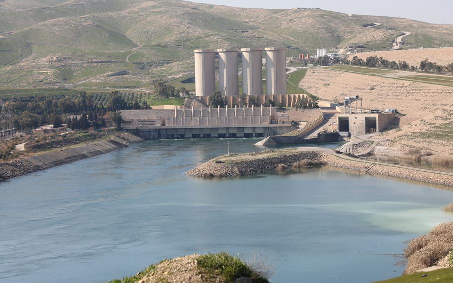 A view of Mosul Dam, Iraq's largest, where Iraqi, U.S. and Italian officials recently completed a $530-million project to shore-up the 2.2-mile-long structure.