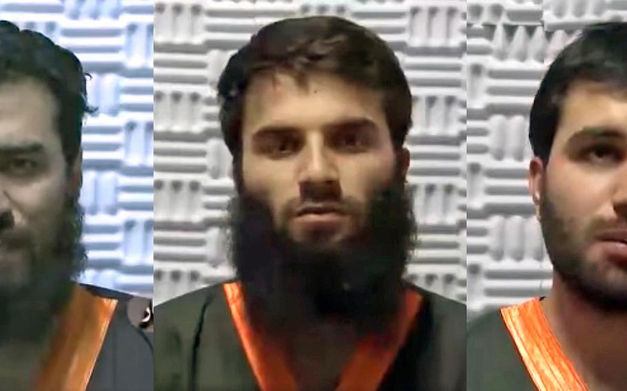 Kabul University lecturer Mubasher Muslimya, left, was arrested in Afghanistan for allegedly recruiting students to join the Islamic State group. Three students at the university, which receives U.S. funding, including alumnus Ahmad Farouq, center, and his brother Ahmad Tariq, right, were also arrested, accused of plotting attacks in Kabul.