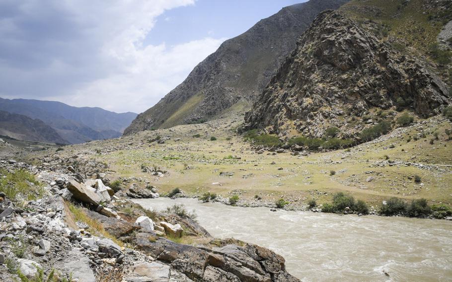 A swollen river roars through a mountain valley in remote Badakhshan province July 14, 2019. An American company, Centar Ltd., says it may begin work within a year on a gold mine project in the  rugged mountain region in northeast Afghanistan.