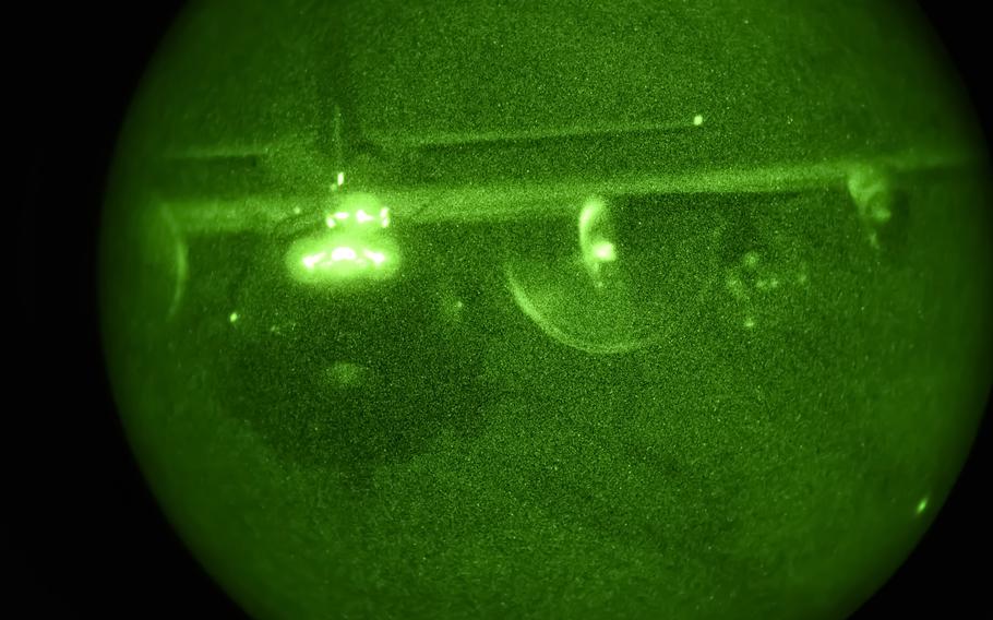 An AC-130J Ghostrider approaches a KC-135 Stratotanker during an exercise March 29, 2018, over Idaho.  The AC-130J  is  in high demand over Afghanistan, where it provides close-air support and armed overwatch to U.S. and Afghan operations.