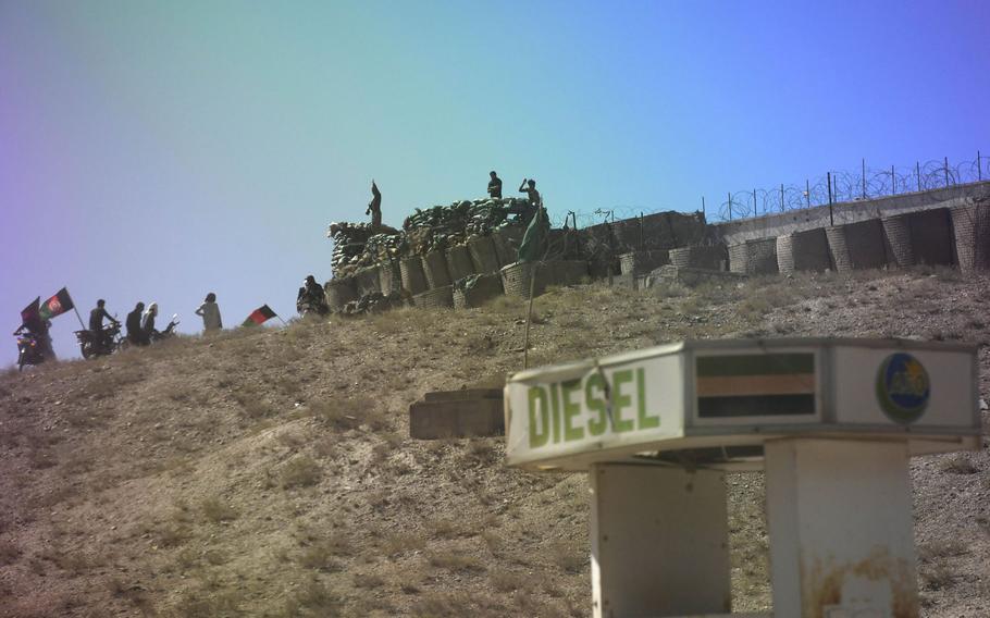 A small checkpoint in Taliban territory in Baracki Barak district, Logar province, is seen in June 2018. The Taliban have resumed offensives against Afghan government forces, days after a partial cease-fire ended and the signing of a peace accord with the U.S.