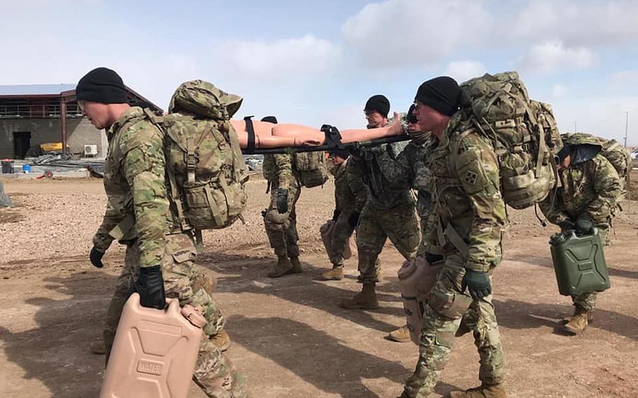 Soldiers with the 4th Security Force Assistance Brigade conduct medical training Feb. 27, 2020. The 4th SFAB, based at Fort Carson, Colo., is due to deploy to Afghanistan in the fall.