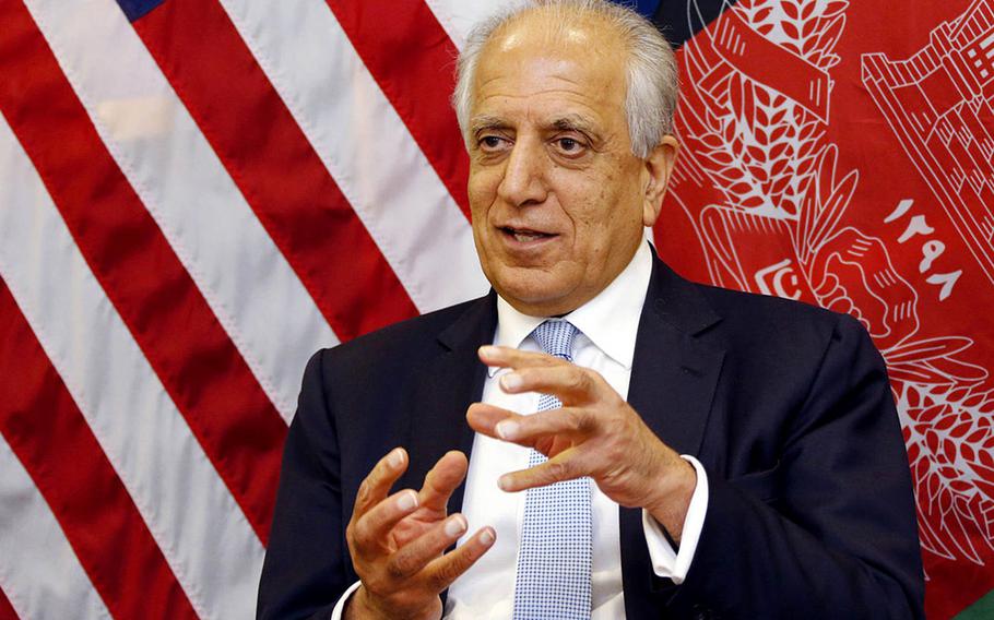 U.S. special envoy Zalmay Khalilzad during a roundtable discussion with Afghan media in Kabul, Afghanistan in 2019. A United Nations report says the Taliban have not met the deal's requirement that they sever ties with al-Qaida, as outlined in the U.S-Taliban peace deal.