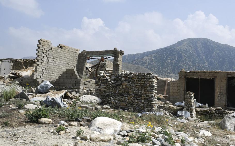 The ruins of former Islamic State position that was bombed by the U.S. during the campaign against the militant group in Nangarhar province in eastern Afghanistan, are still visible in Achin district.